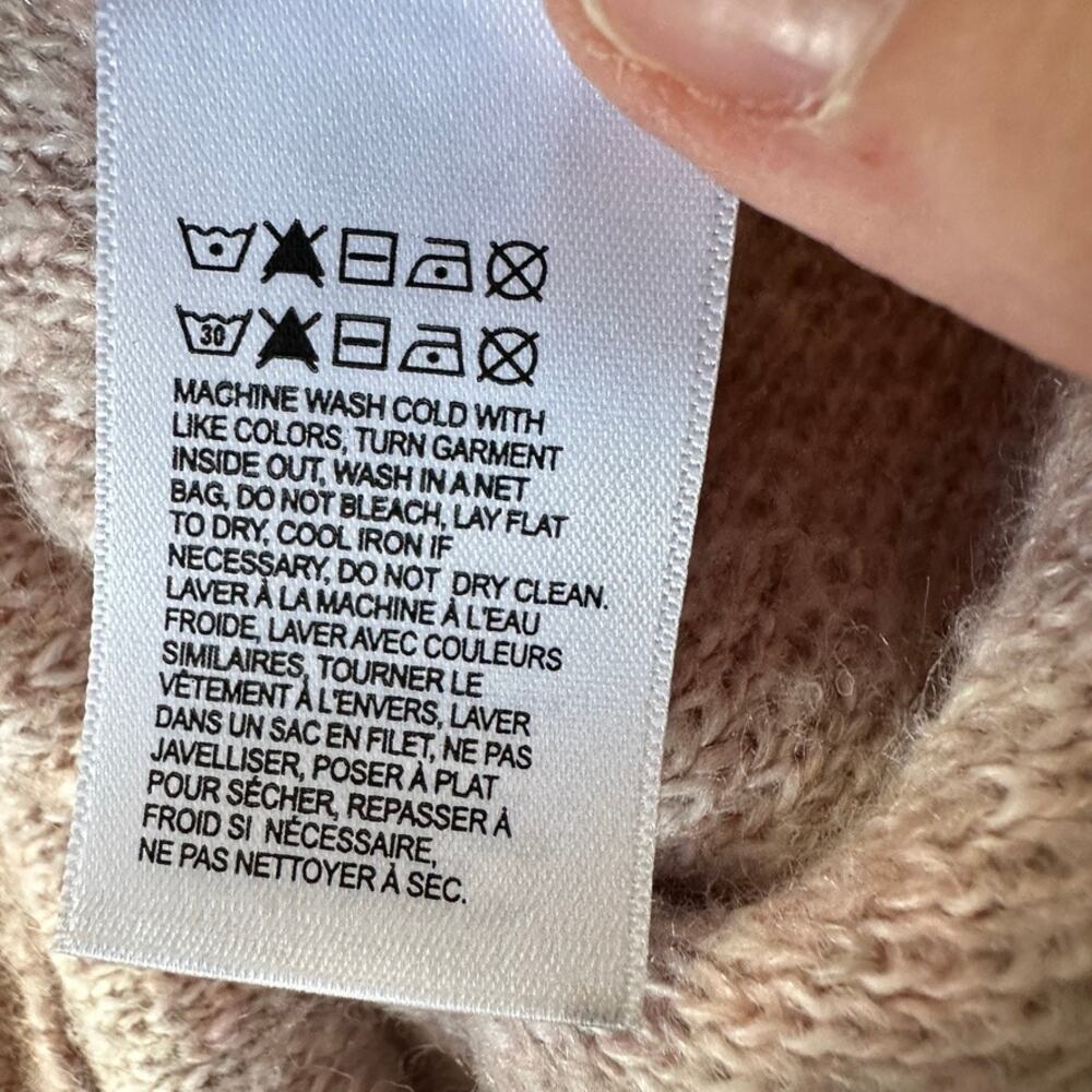 LUCKY BRAND Camo Wool Blend Pullover Sweater Crew Neck Size SMALL Light Pink - Picture 11 of 11